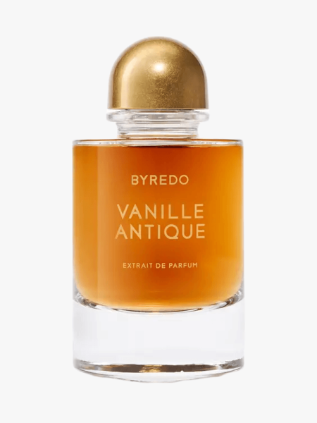 Byredo Vanille Antique Extrait de Parfum in branded component on a light gray background